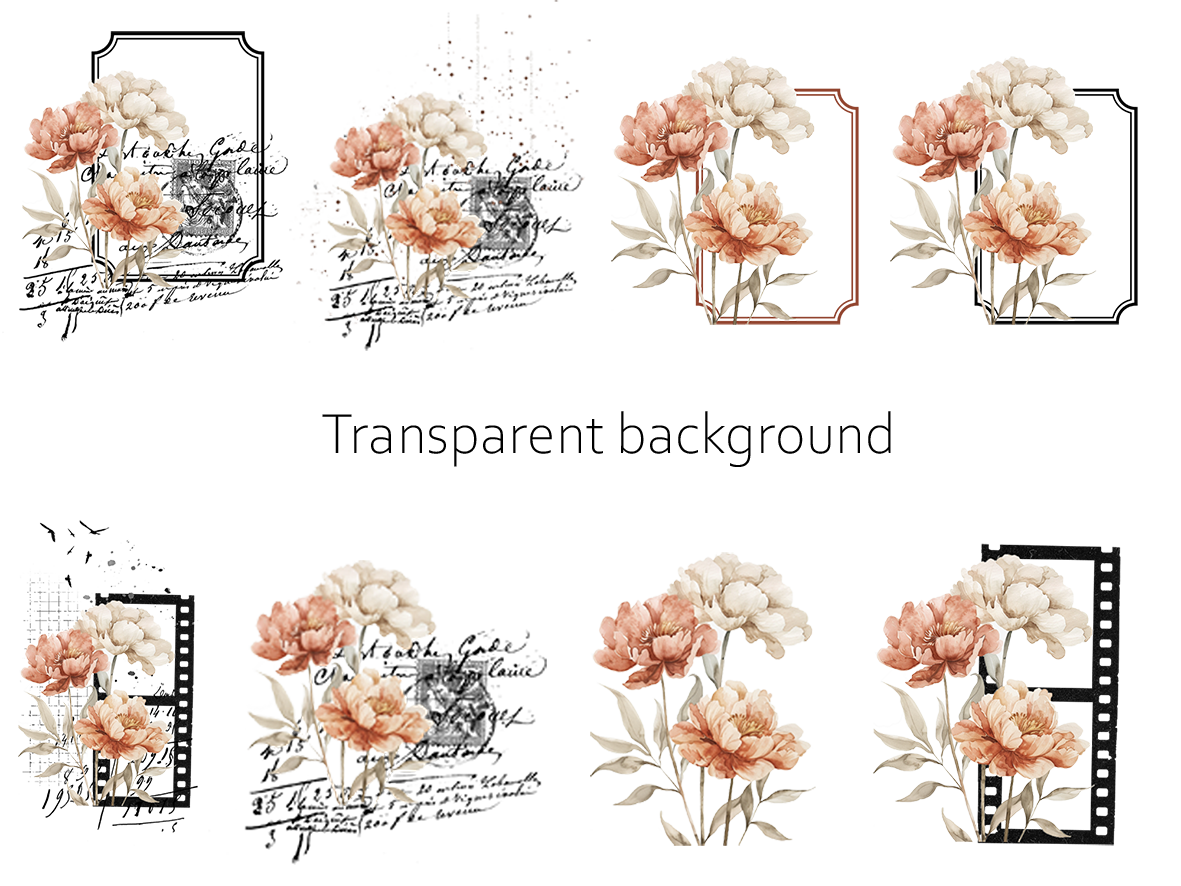 Printable set - Vintage peony