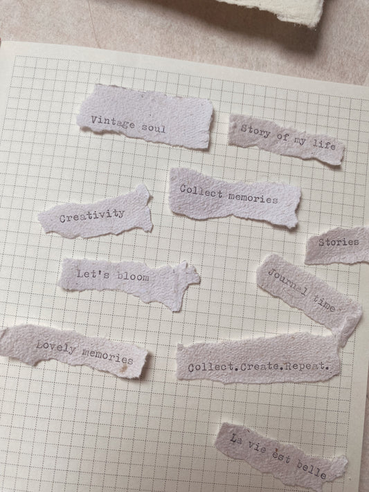 Typewriters words on handmade paper