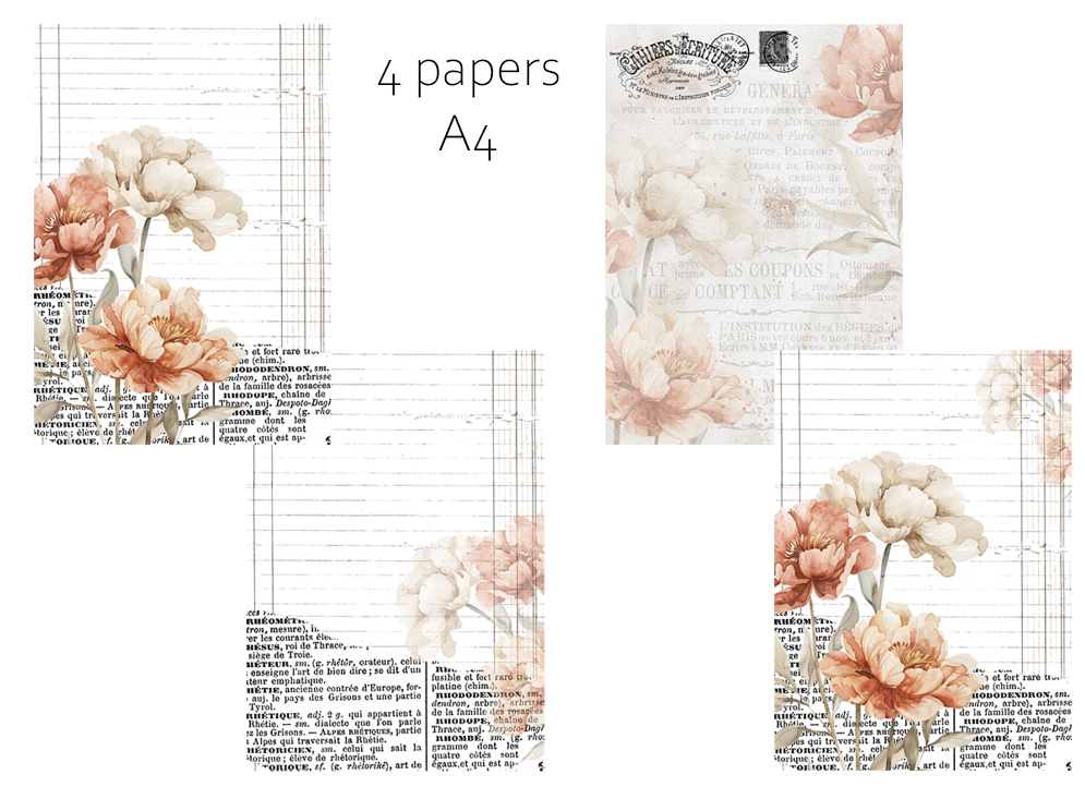 Printable set - Vintage peony