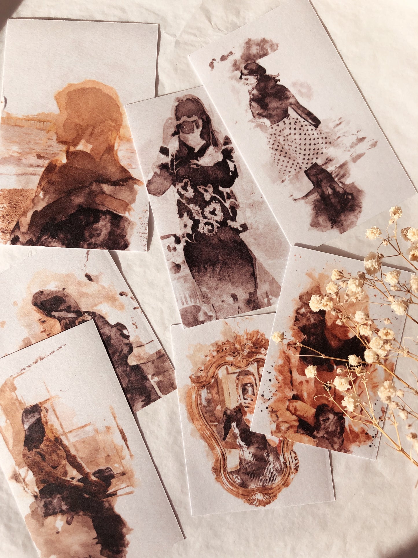 7 watercolor clear matte stickers