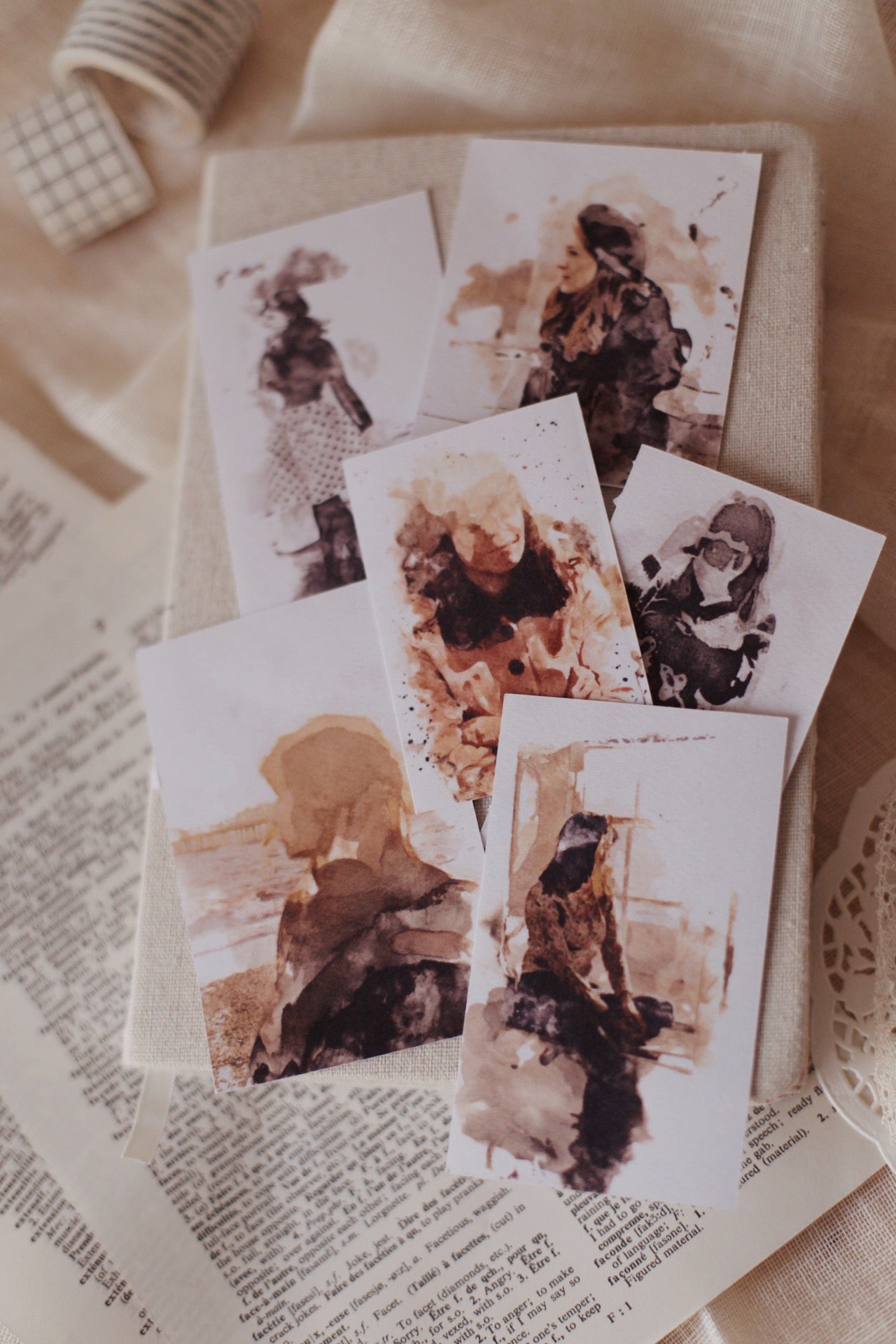 7 watercolor clear matte stickers