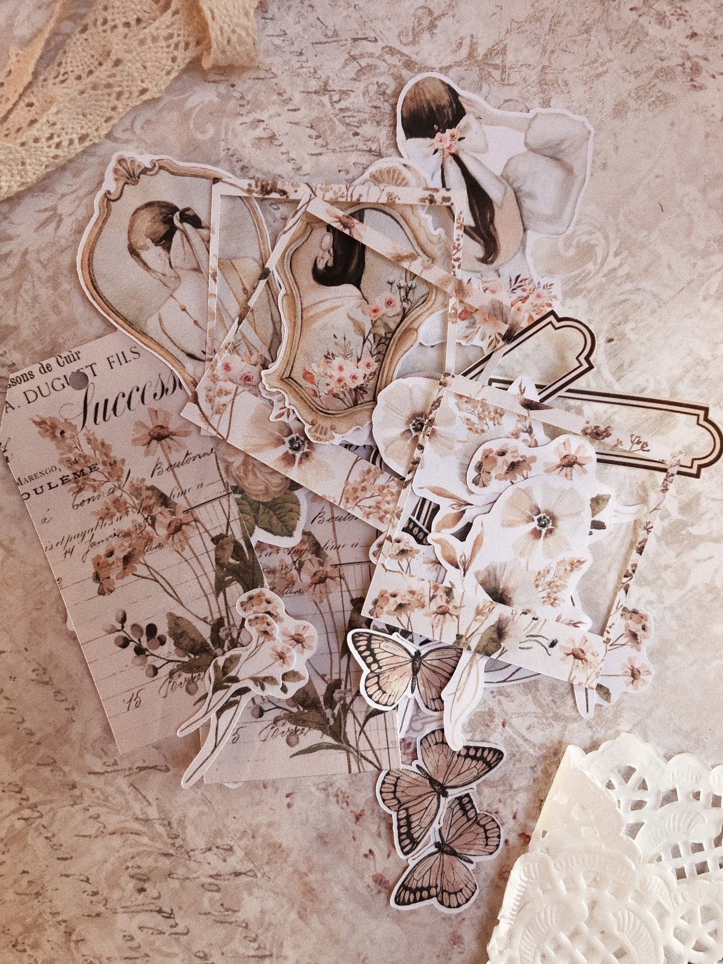 Set of 30 stickers - « Vintage beauty »