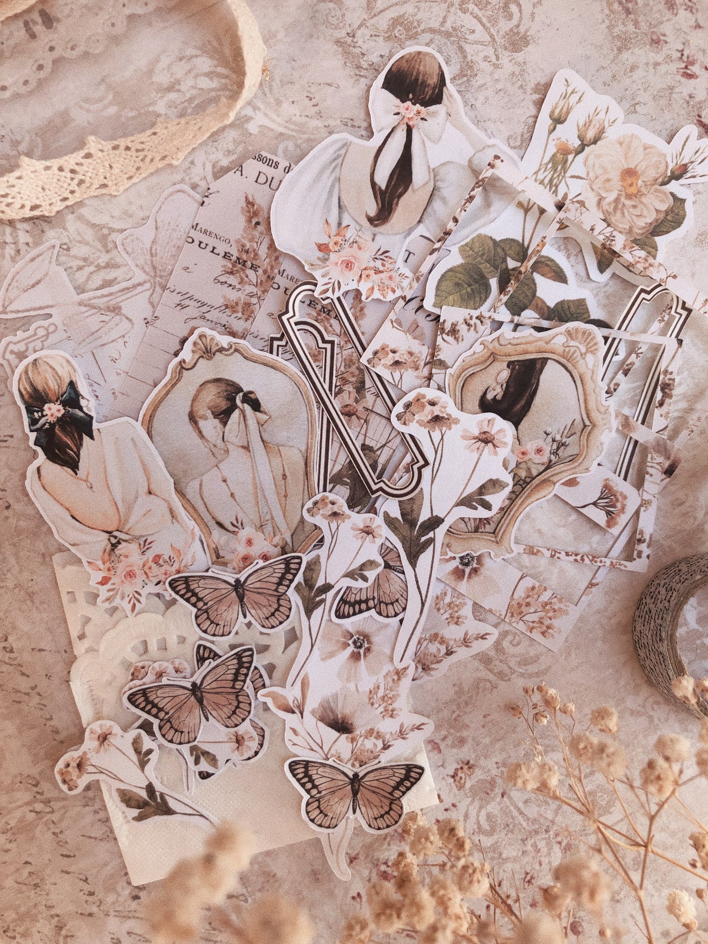 Set of 30 stickers - « Vintage beauty »