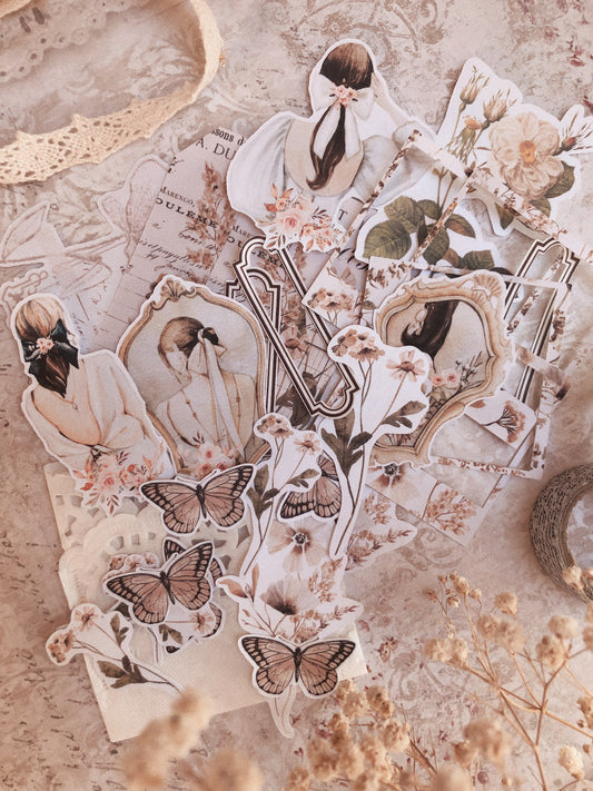 Set of 30 stickers - « Vintage beauty »