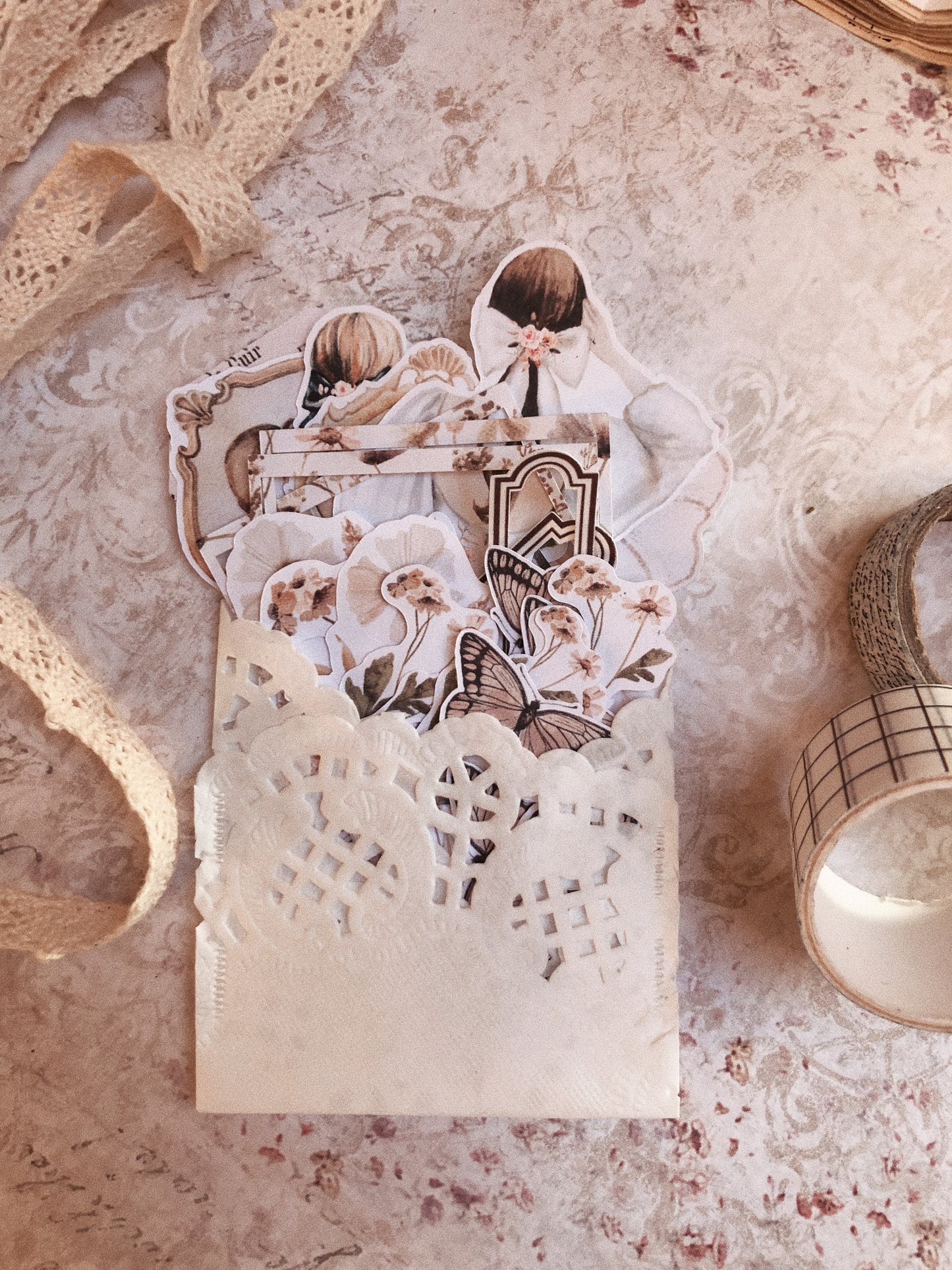 Set of 30 stickers - « Vintage beauty »