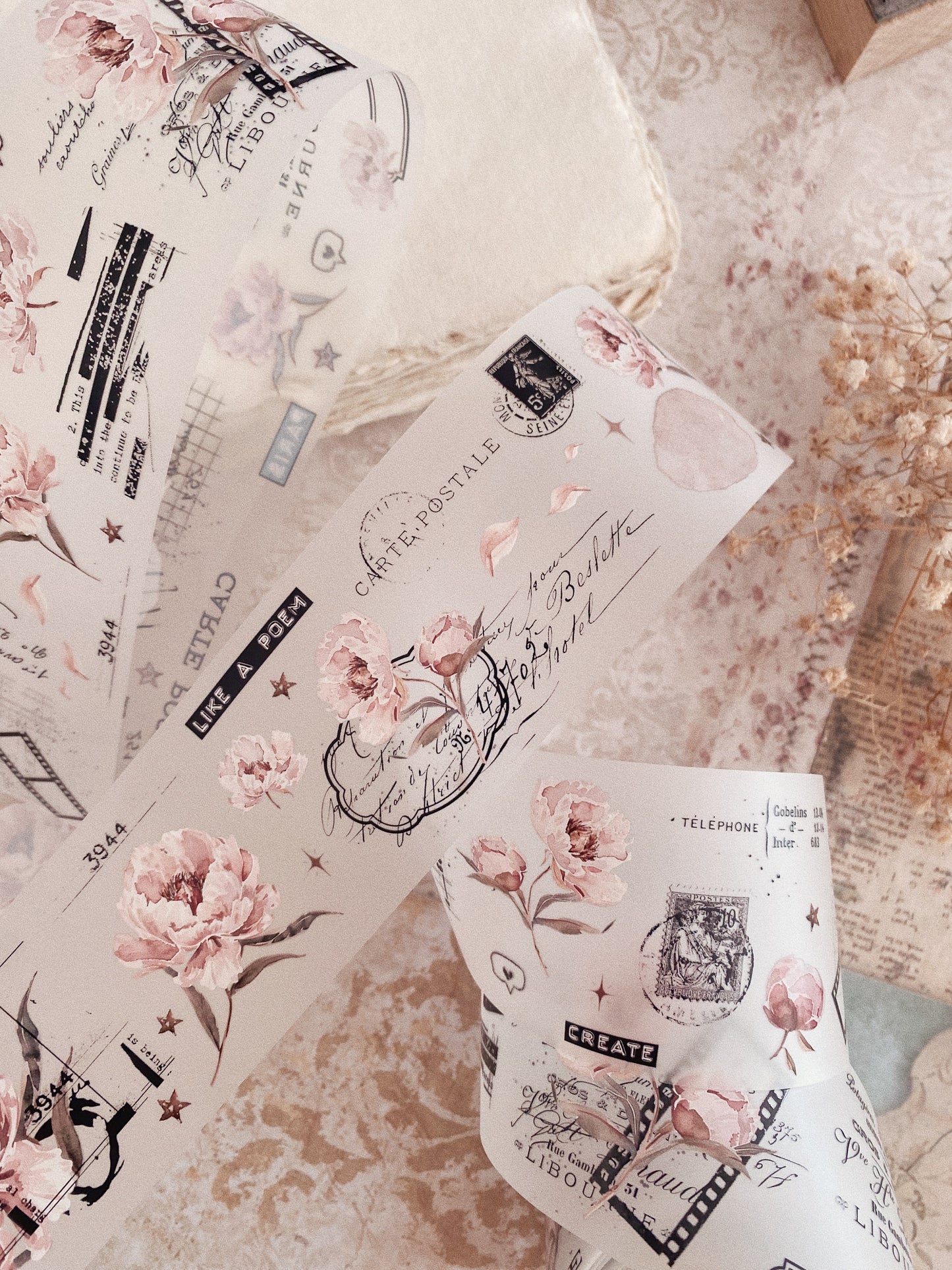 PET tape - Pink Peony