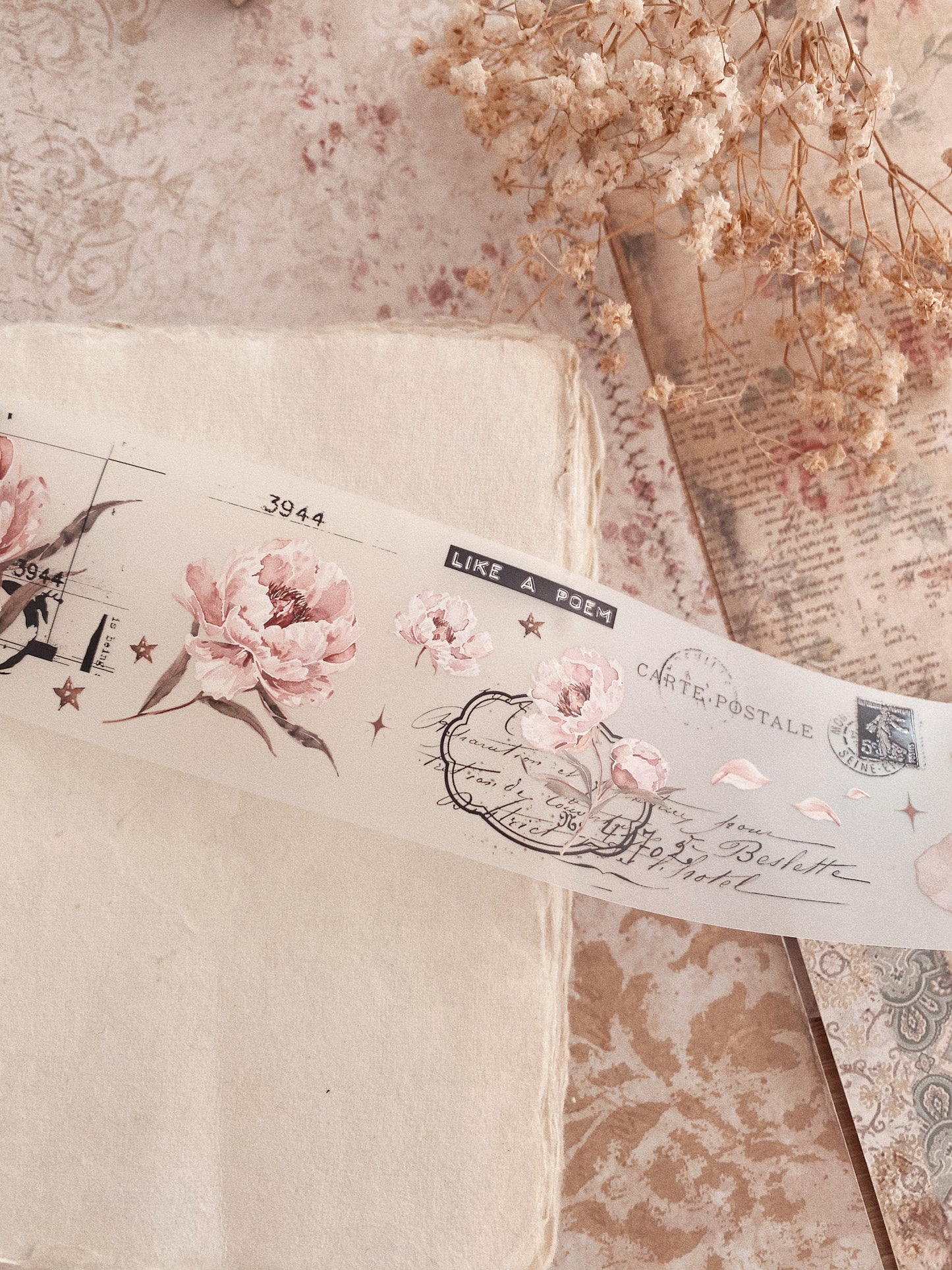 PET tape - Pink Peony