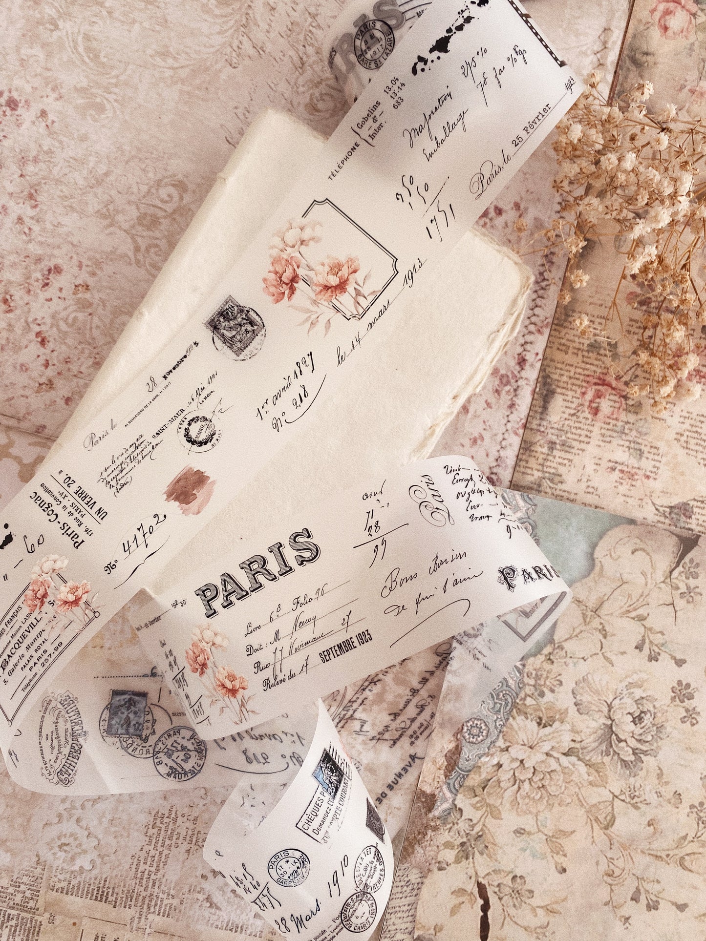 PET tape - Vintage peony
