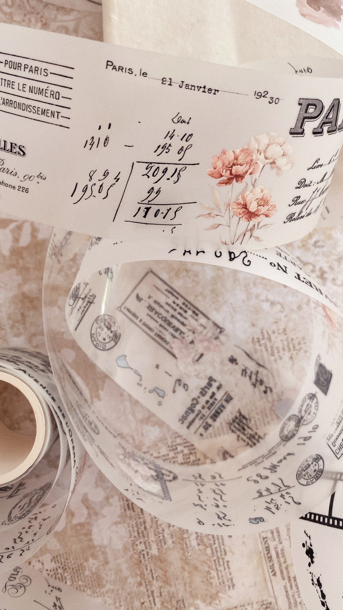 PET tape - Vintage peony