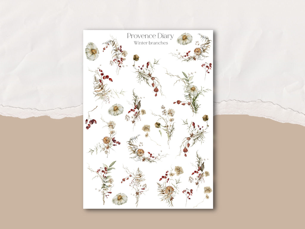 Winter journaling sticker sheet - translucent stickers – The