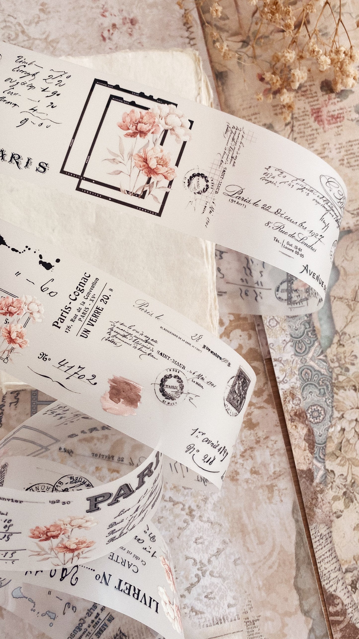 PET tape - Vintage peony