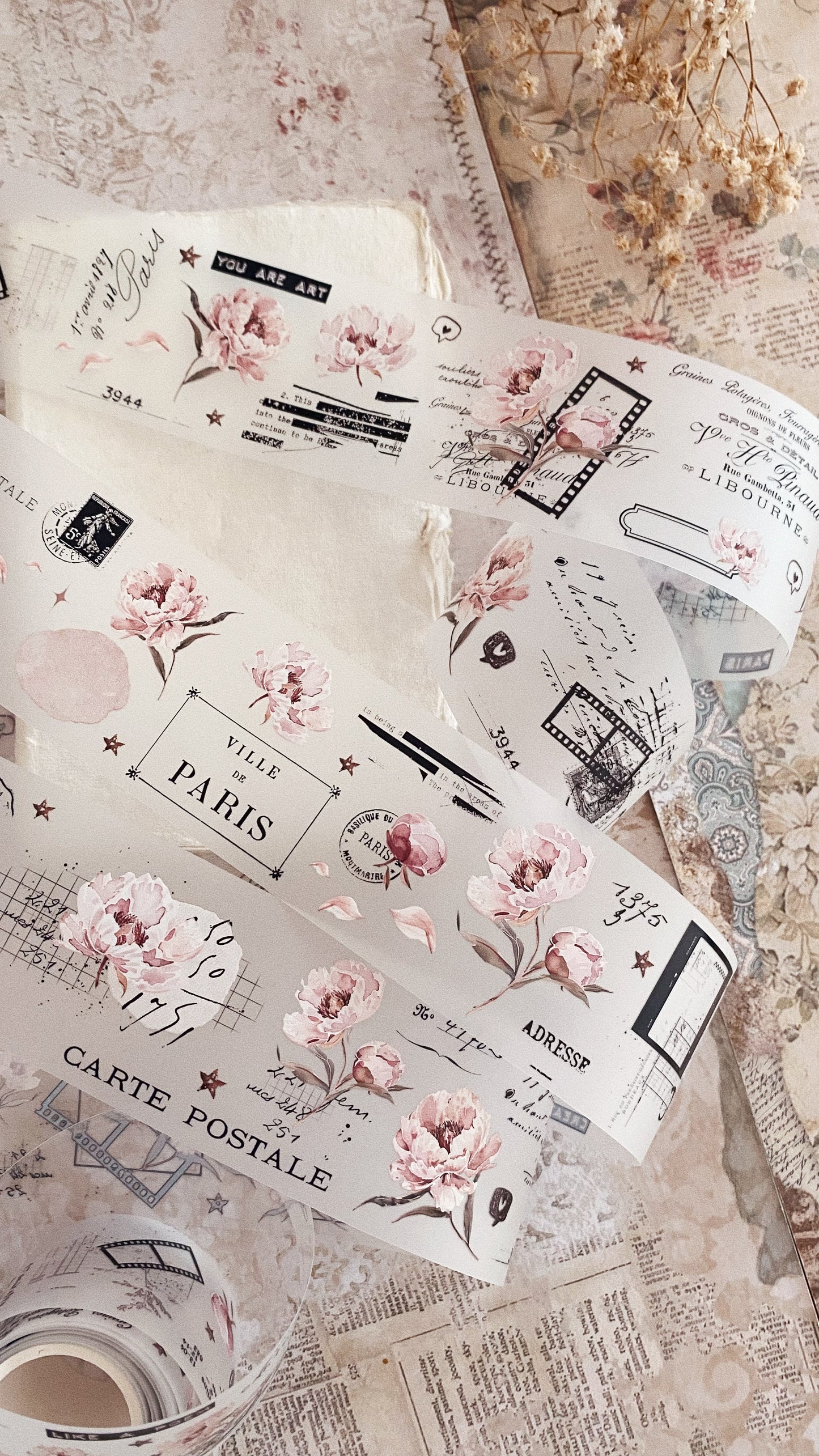 PET tape - Pink Peony