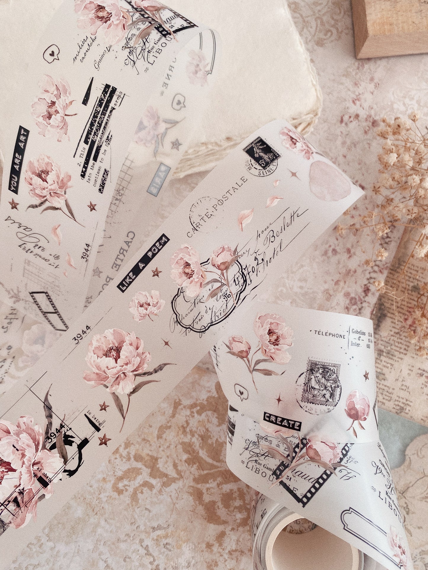 PET tape - Pink Peony