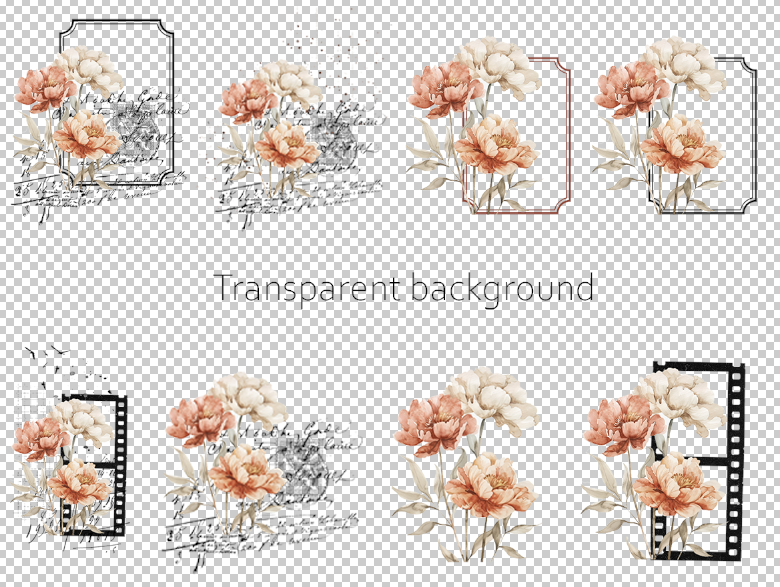 Printable set - Vintage peony