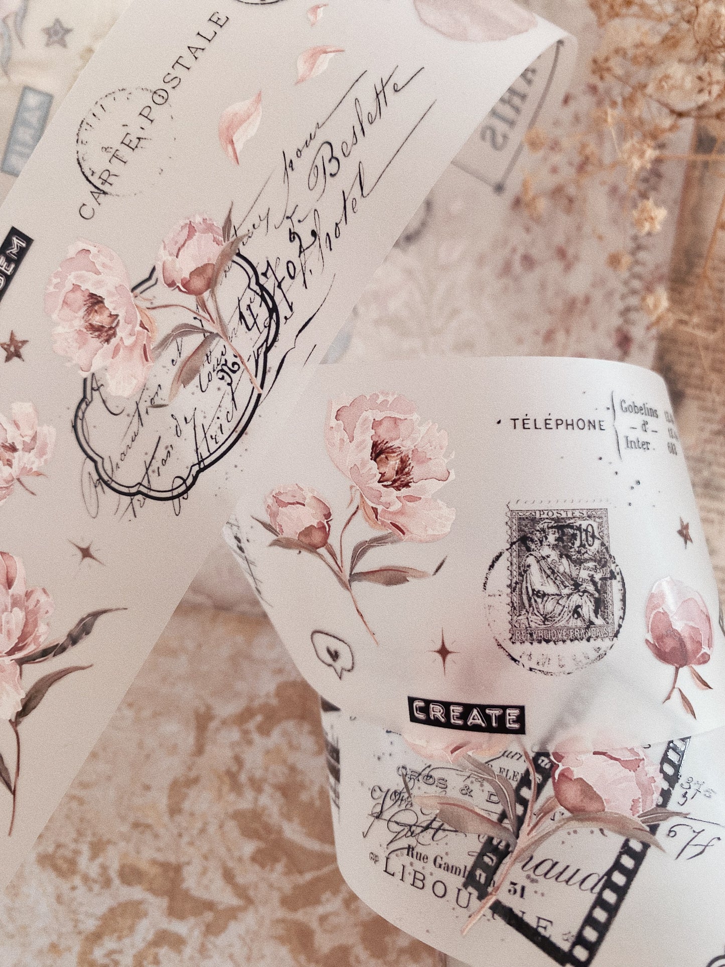 PET tape - Pink Peony