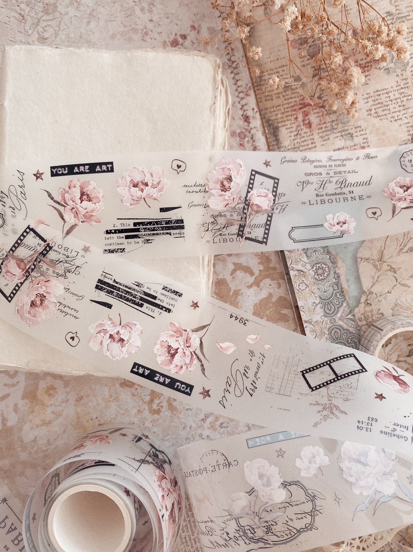 PET tape - Pink Peony