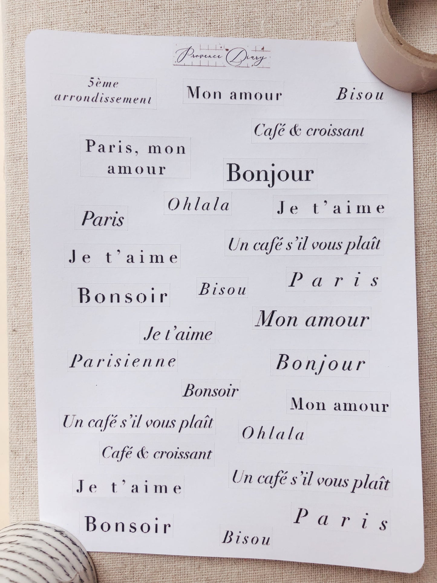 Sticker sheet - French quotes