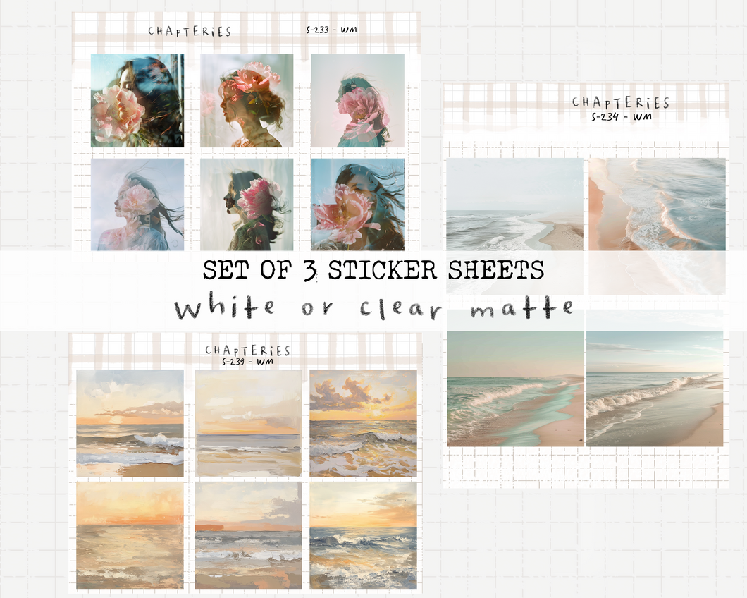 Set of 3 sticker sheets - Longing for the sea