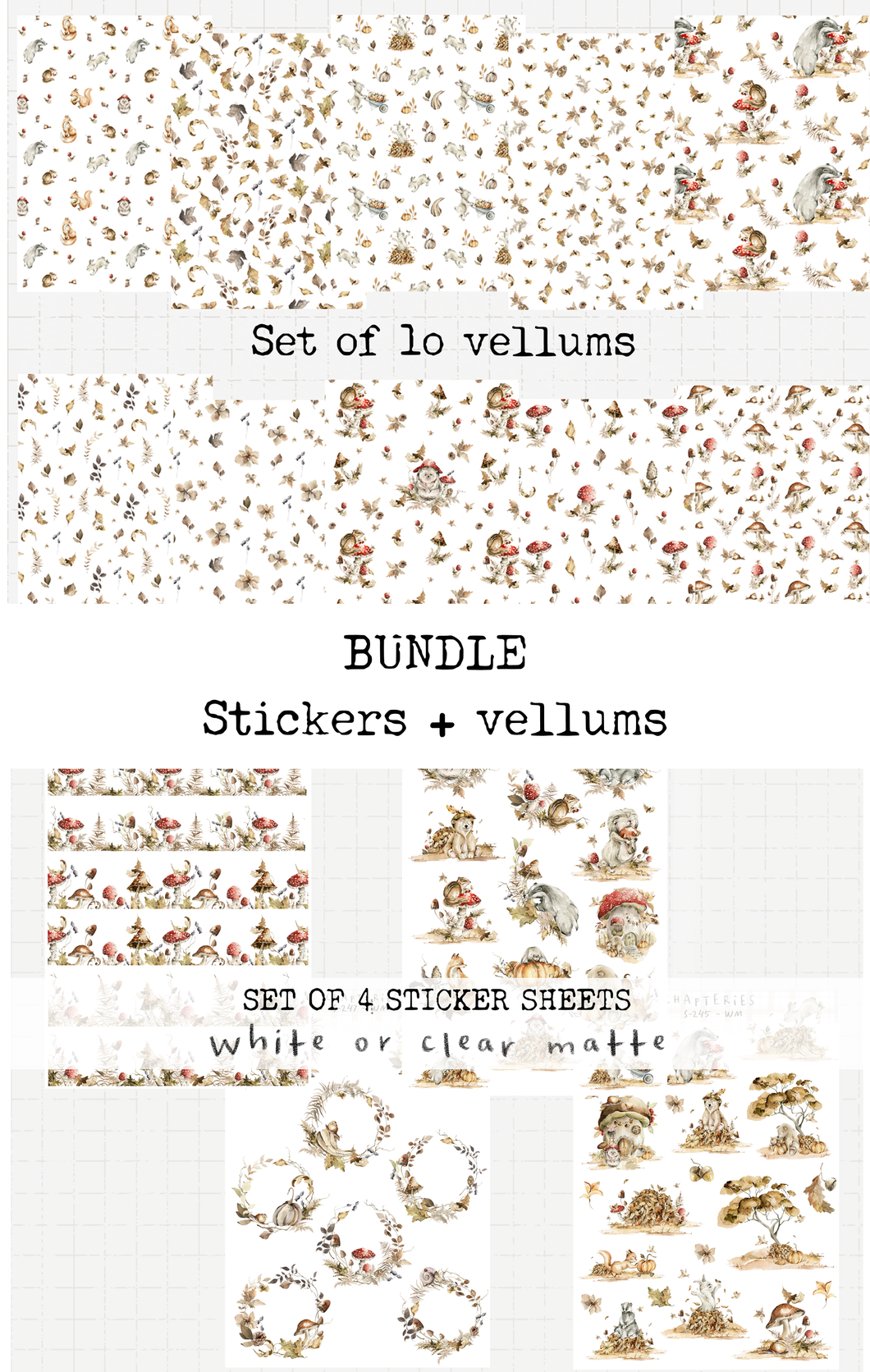 Set of Cute Autumn - Vellum + sticker sheets