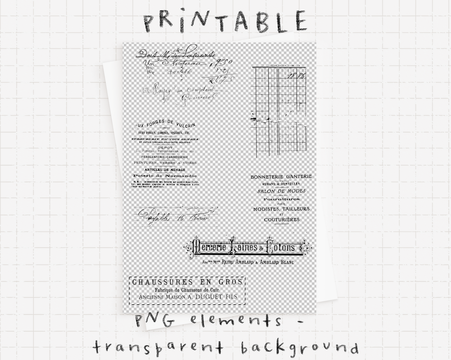 Printable set - French ephemeras vol.1