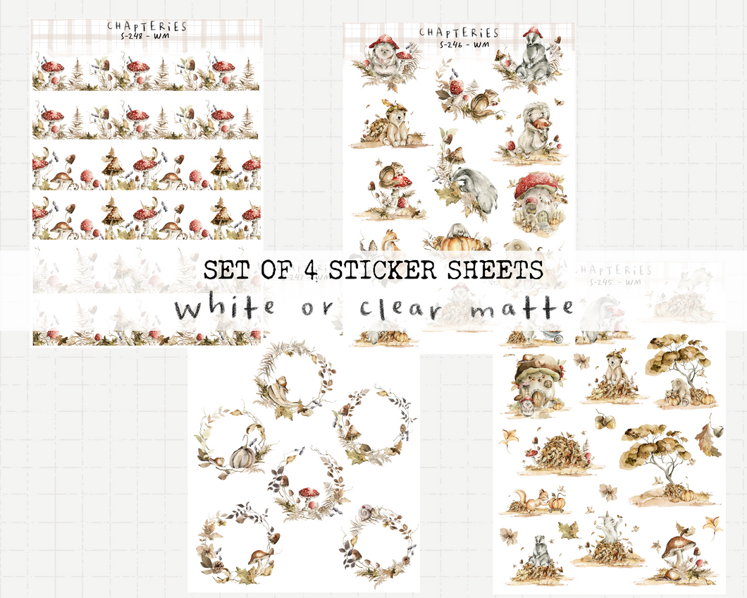 Set of Cute Autumn - 4 stickers sheets