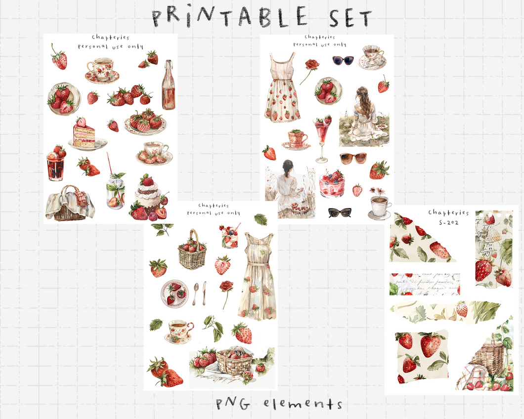 Printable set - Strawberries set