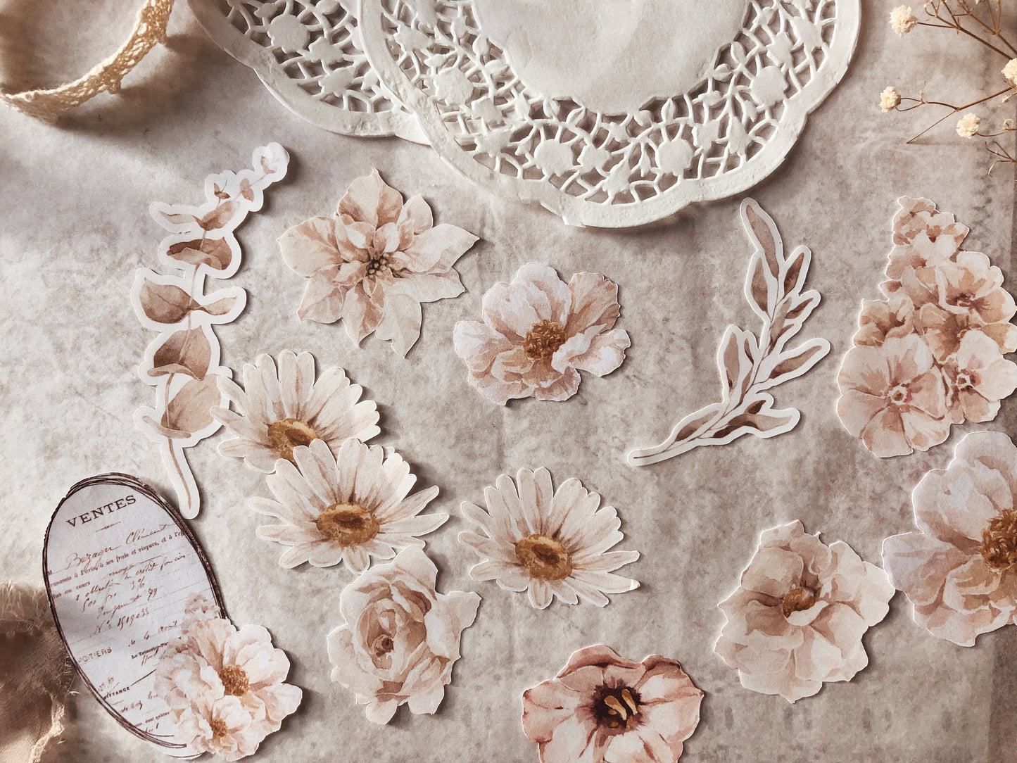 Set of 50 individual stickers - Floral mood