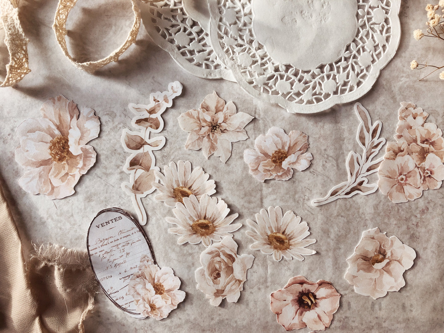 Set of 50 individual stickers - Floral mood