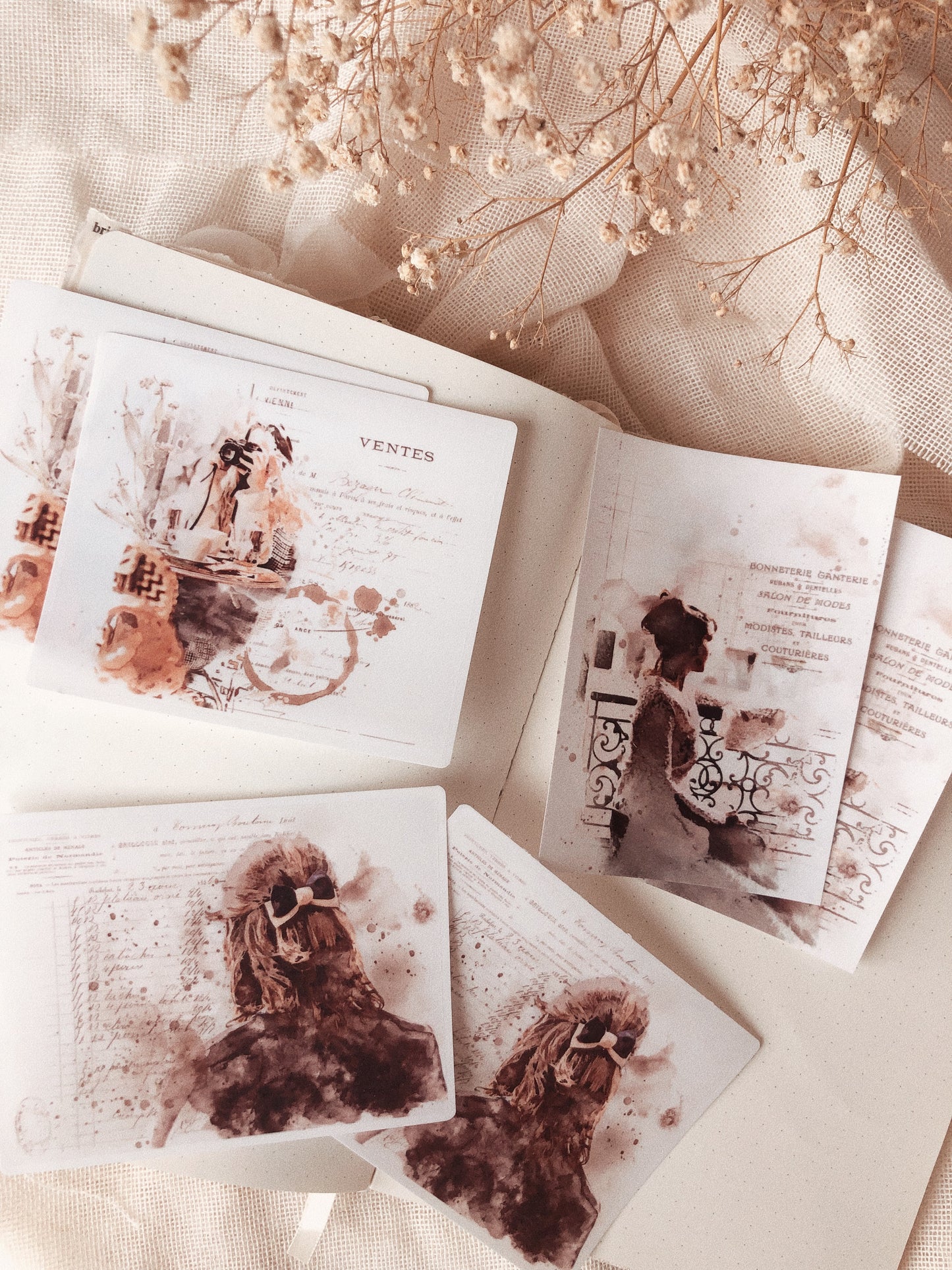 6 watercolor clear matte stickers