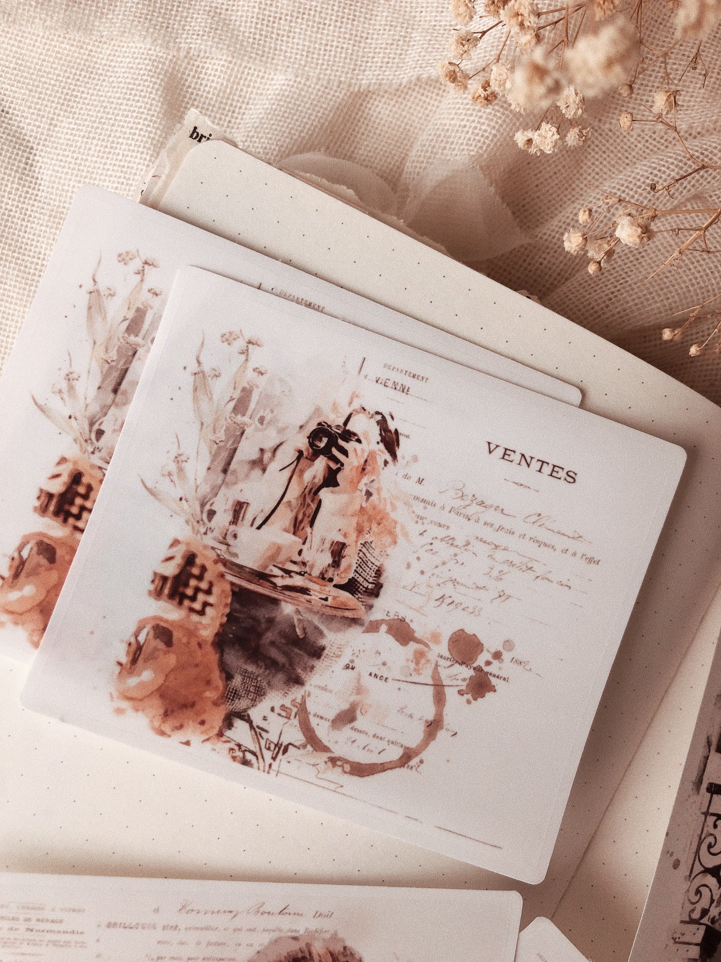 6 watercolor clear matte stickers